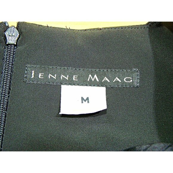 Vintage Jenne Maag Sleeveless Square Neck Sheath Career Midi Dress Black Size M - Picture 3 of 12